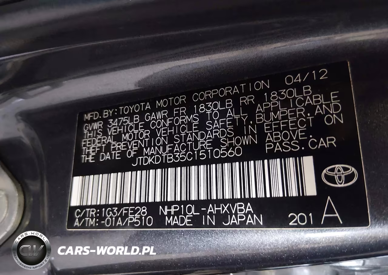 2012 Toyota Prius C One VIN:JTDKDTB35C1510560 - 9