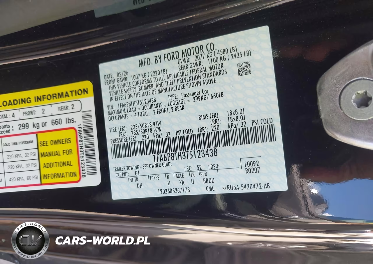 2026 Ford Mustang Ecoboost Fastback VIN:1FA6P8TH3T5123438 - 9