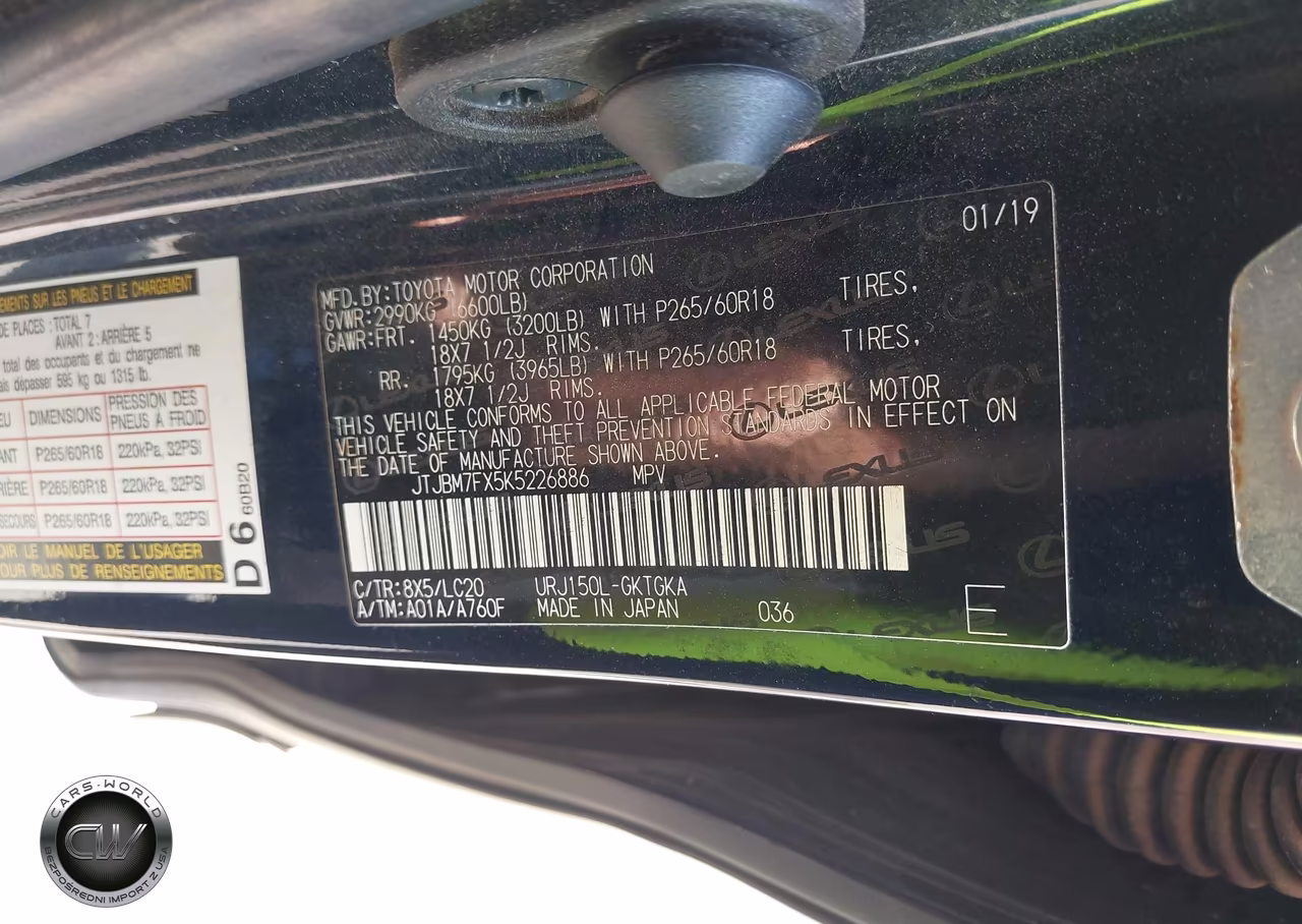 2019 Lexus Gx 460 Premium VIN:JTJBM7FX5K5226886 - 9