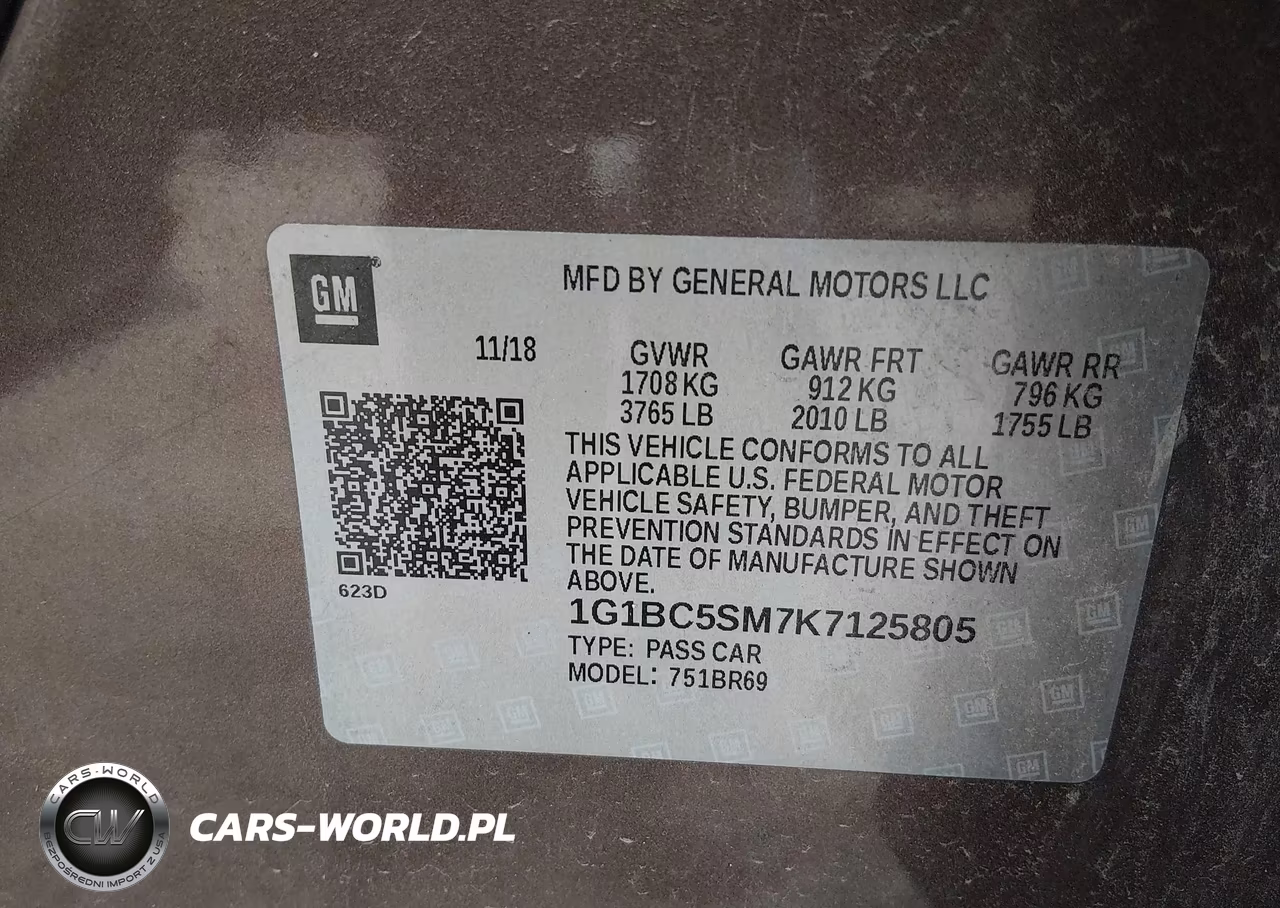 2019 Chevrolet Cruze Ls VIN:1G1BC5SM7K7125805 - 9