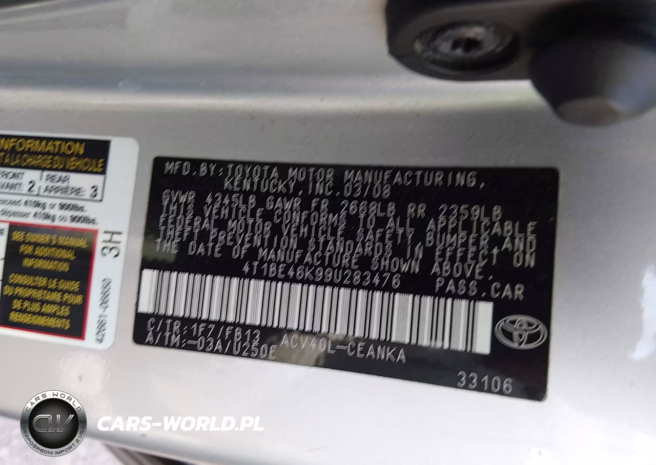 2009 Toyota Camry Le VIN:4T1BE46K99U283476 - 9