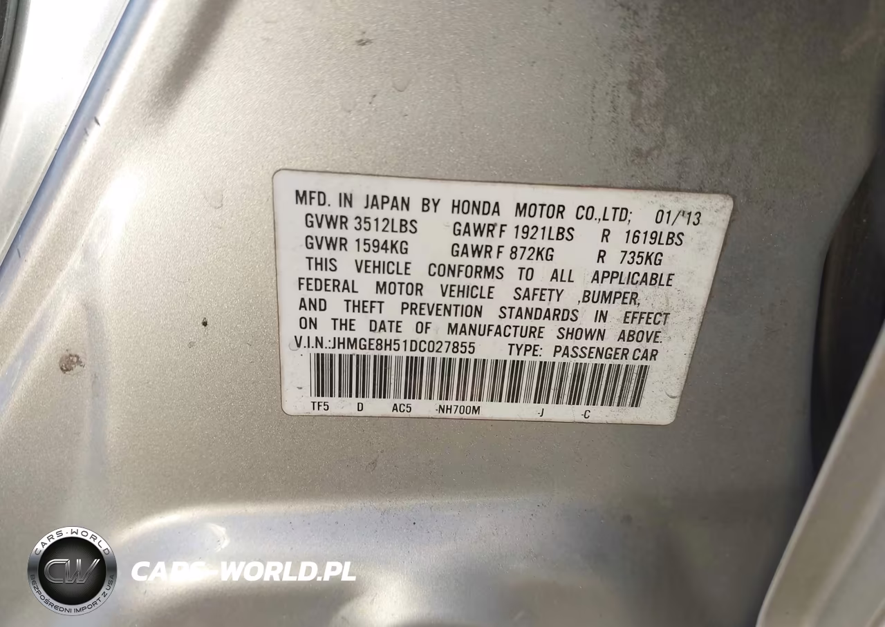 2013 Honda Fit Sport VIN:JHMGE8H51DC027855 - 9