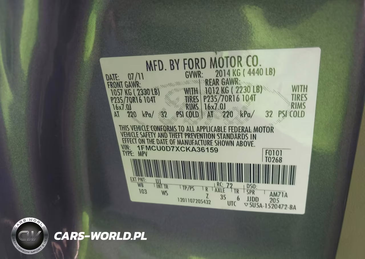 2012 Ford Escape Xlt VIN:1FMCU0D7XCKA36159 - 9