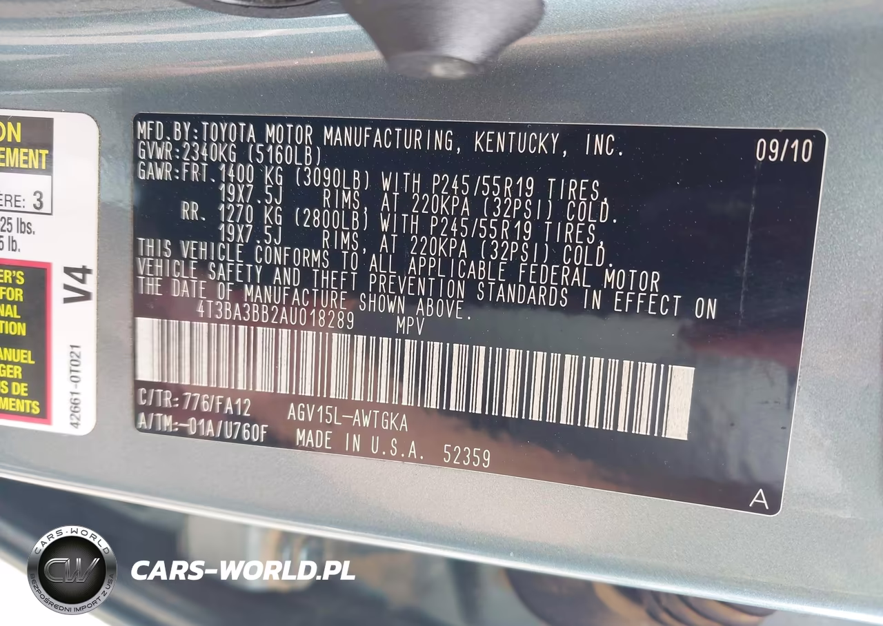2010 Toyota Venza VIN:4T3BA3BB2AU018289 - 9