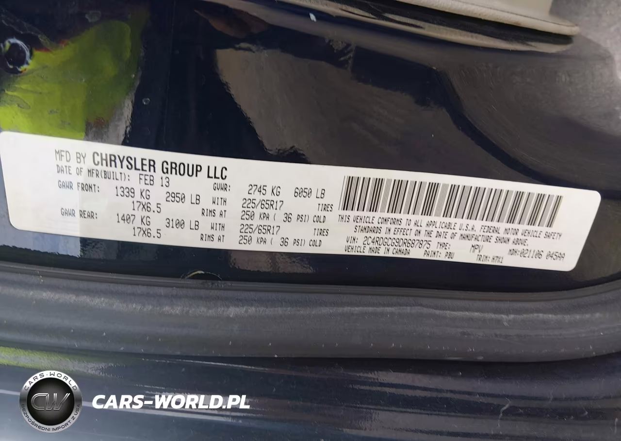 2013 Dodge Grand Caravan Sxt VIN:2C4RDGCG9DR687875 - 9
