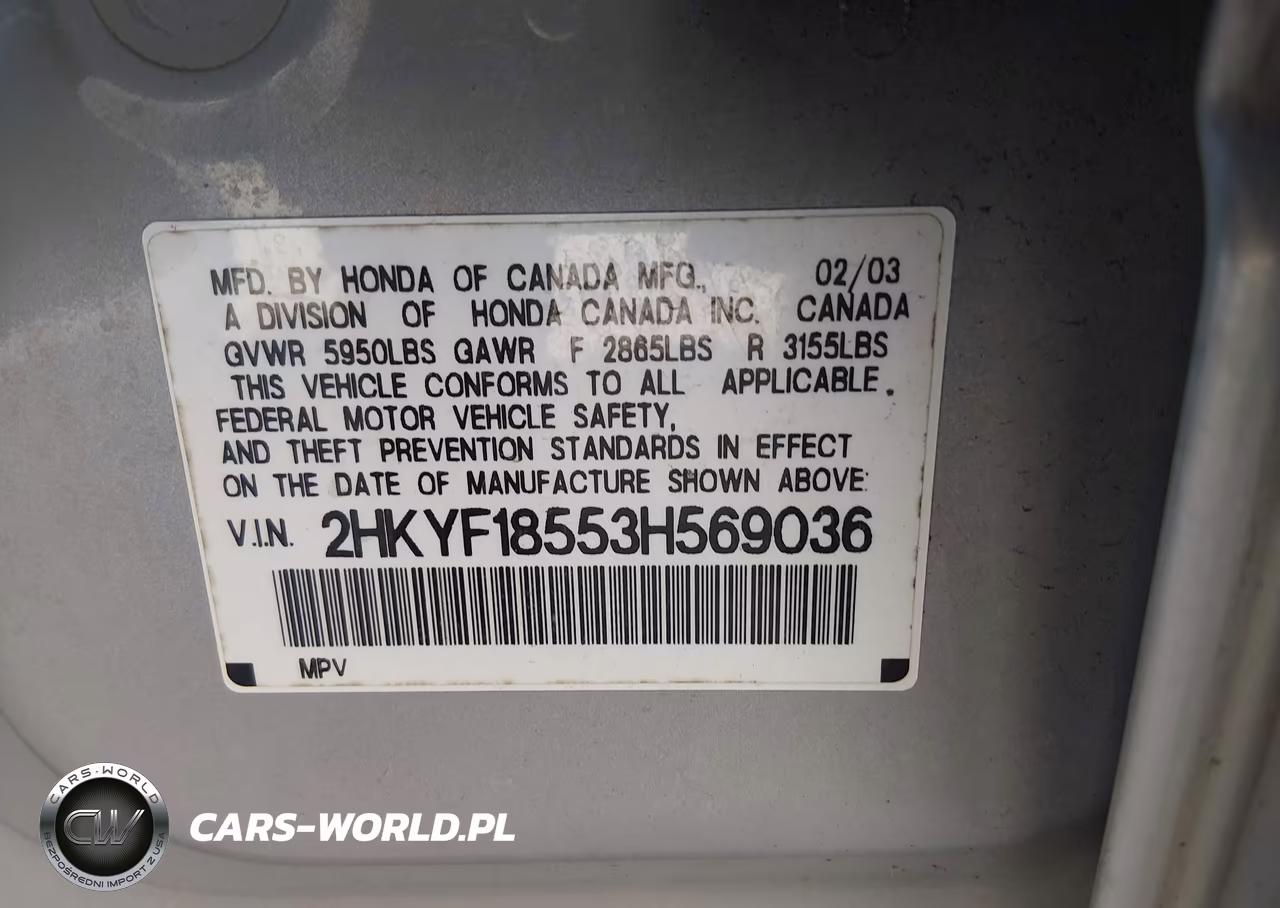 2003 Honda Pilot Ex-L VIN:2HKYF18553H569036 - 9
