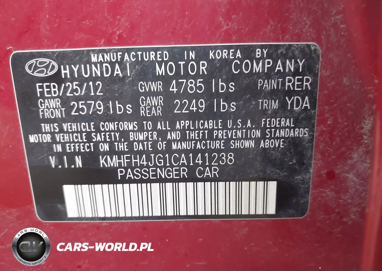 2012 Hyundai Azera VIN:KMHFH4JG1CA141238 - 9