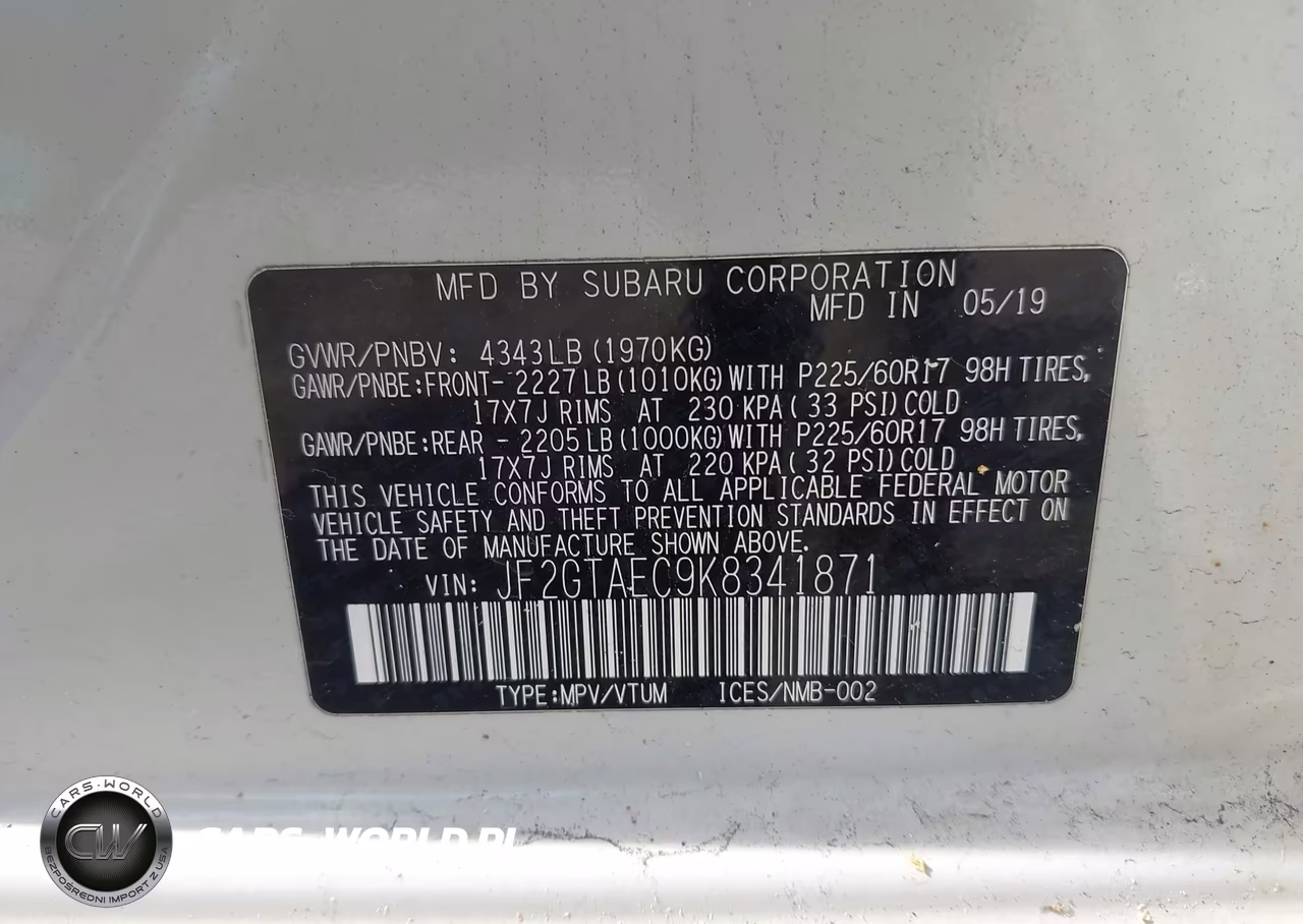 2019 Subaru Crosstrek 2.0I Premium VIN:JF2GTAEC9K8341871 - 9