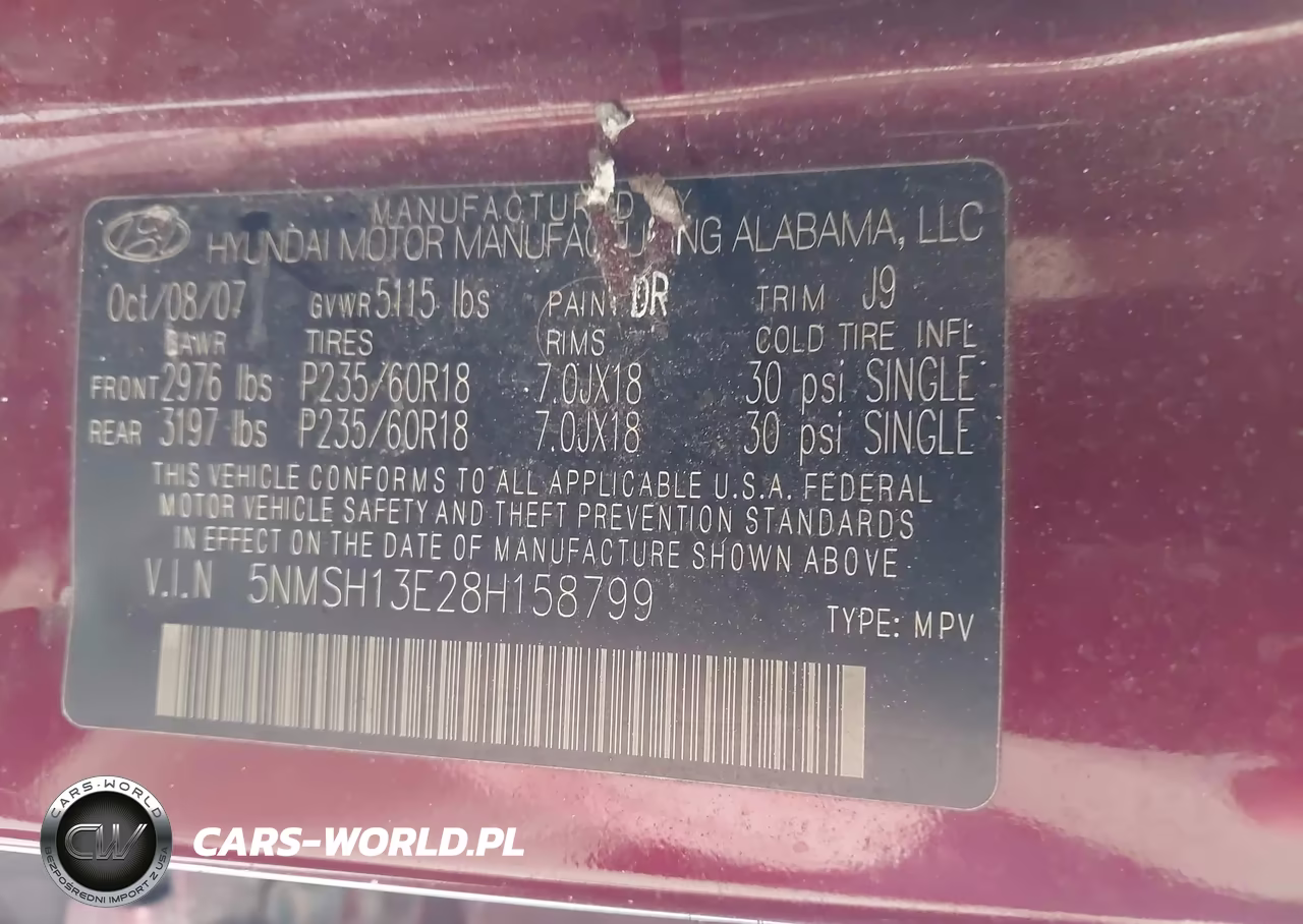 2008 Hyundai Santa Fe Limited-Se VIN:5NMSH13E28H158799 - 9