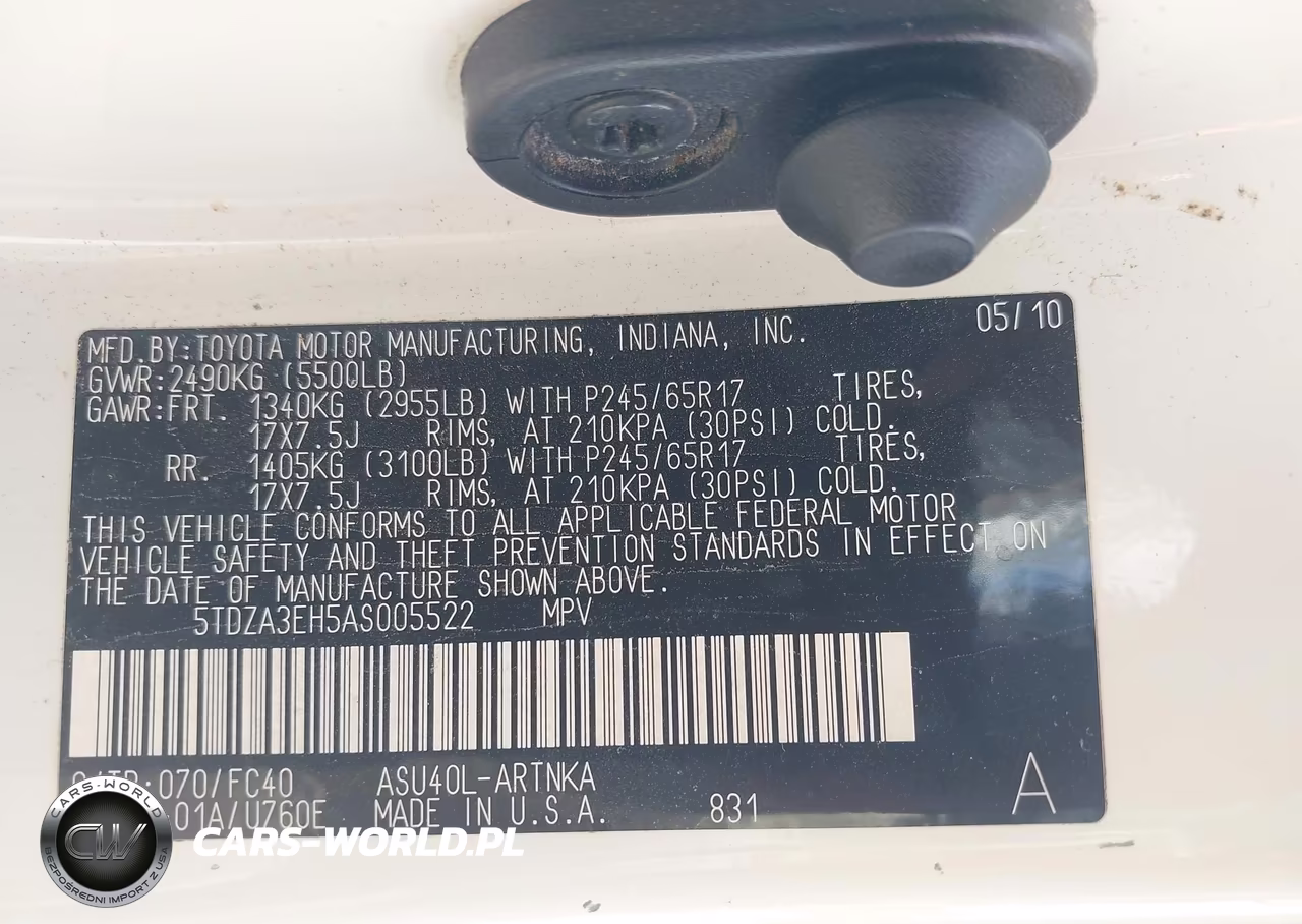 2010 Toyota Highlander VIN:5TDZA3EH5AS005522 - 9