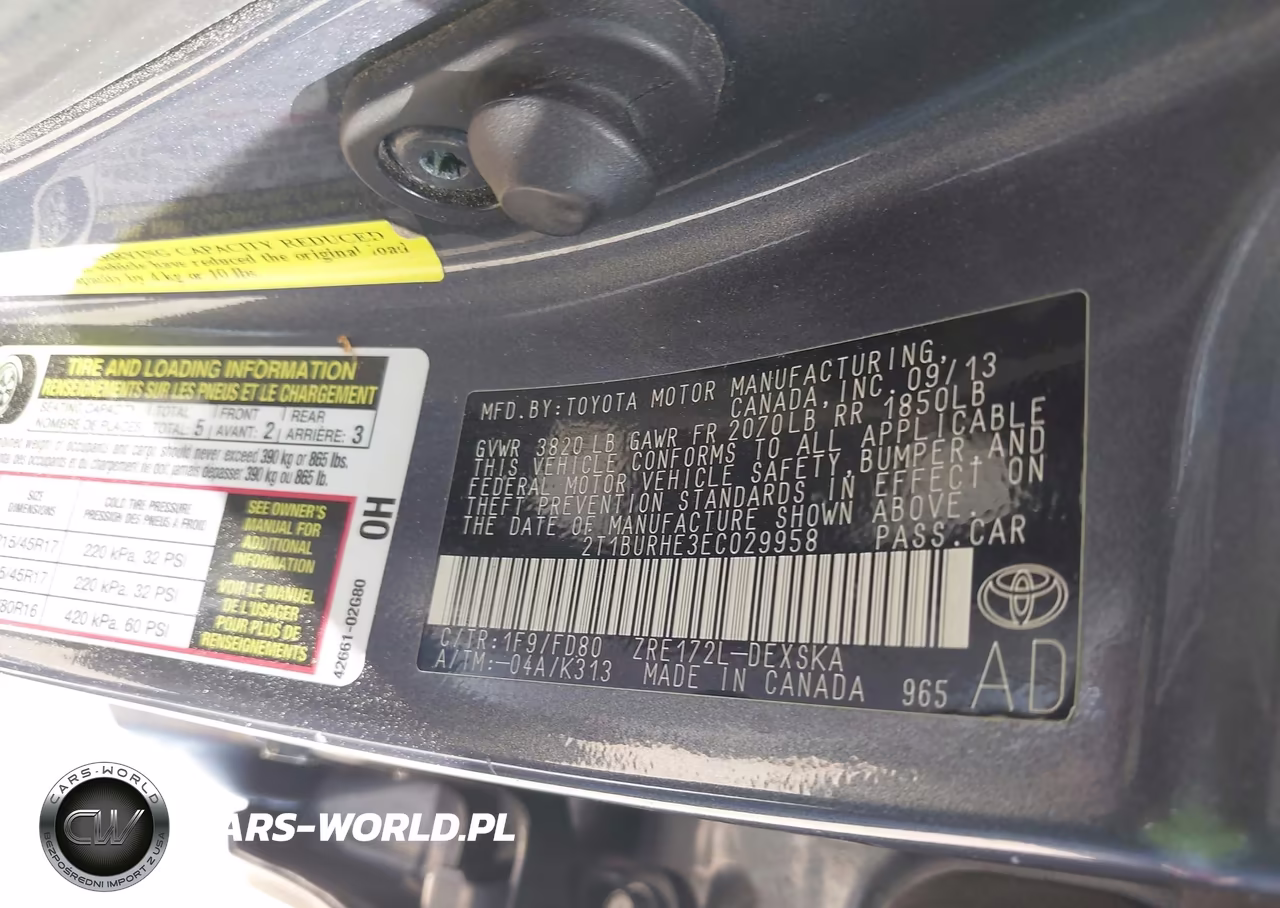 2014 Toyota Corolla S Plus VIN:2T1BURHE3EC029958 - 9