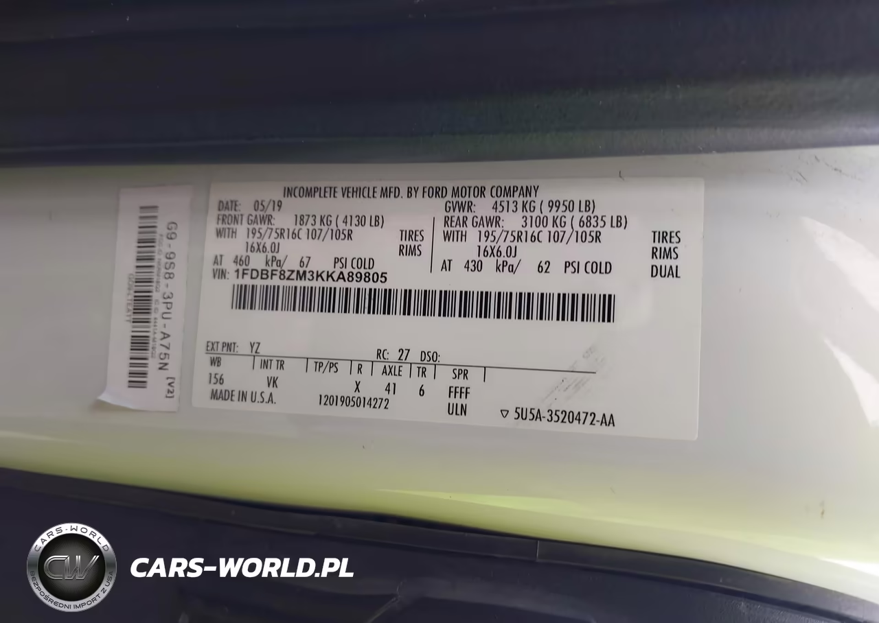 2019 Ford Transit-350 Cab VIN:1FDBF8ZM3KKA89805 - 9