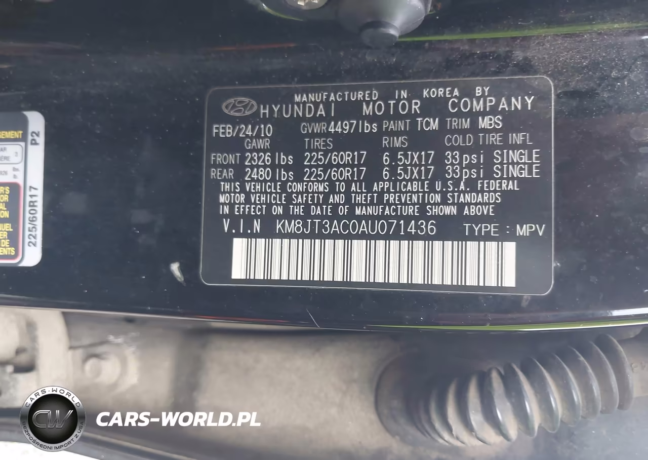 2010 Hyundai Tucson Gls VIN:KM8JT3AC0AU071436 - 9