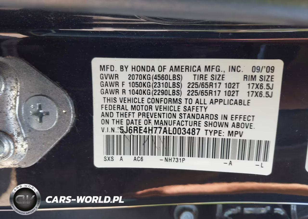 2010 Honda Cr-V Ex-L VIN:5J6RE4H77AL003487 - 9