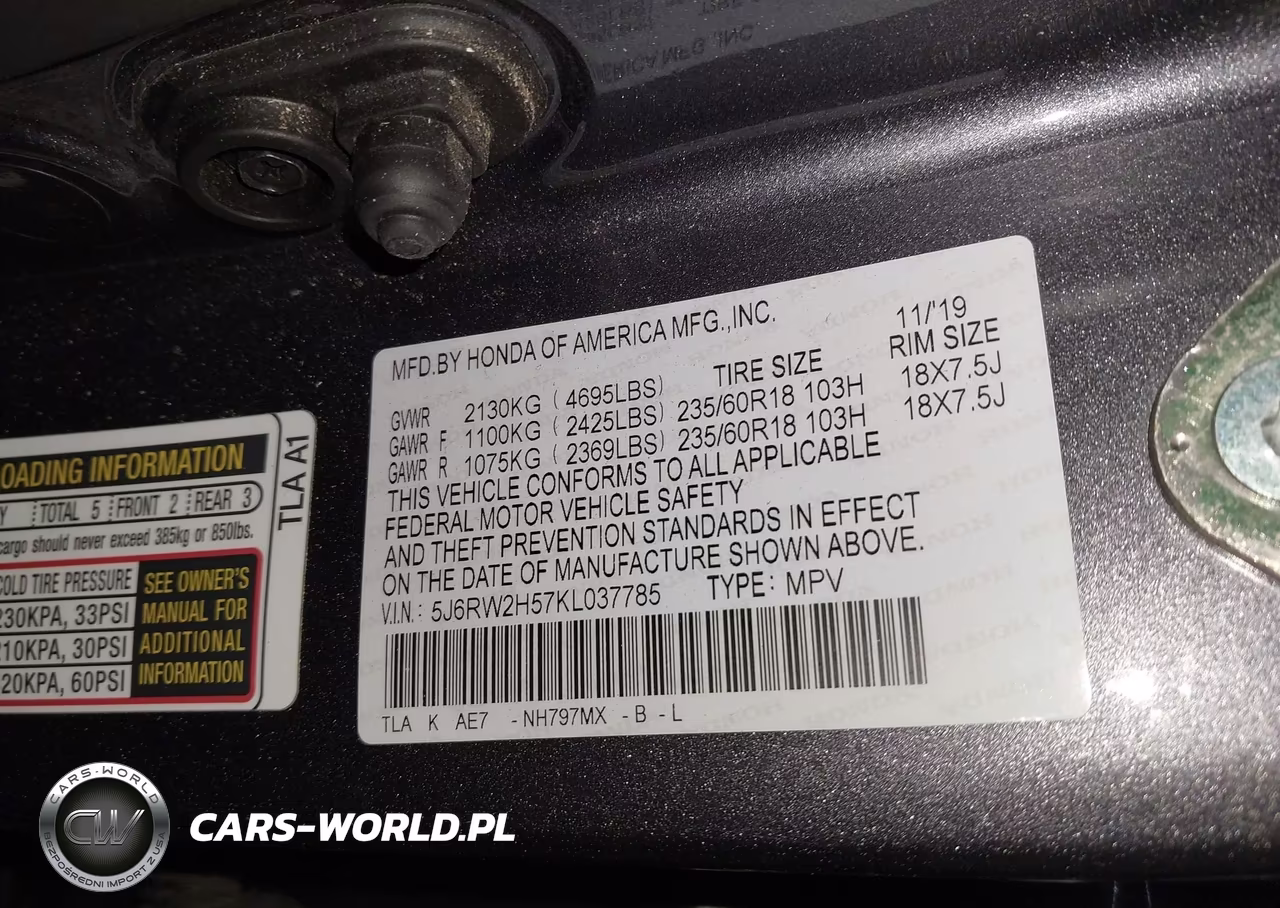 2019 Honda Cr-V Ex VIN:5J6RW2H57KL037785 - 9