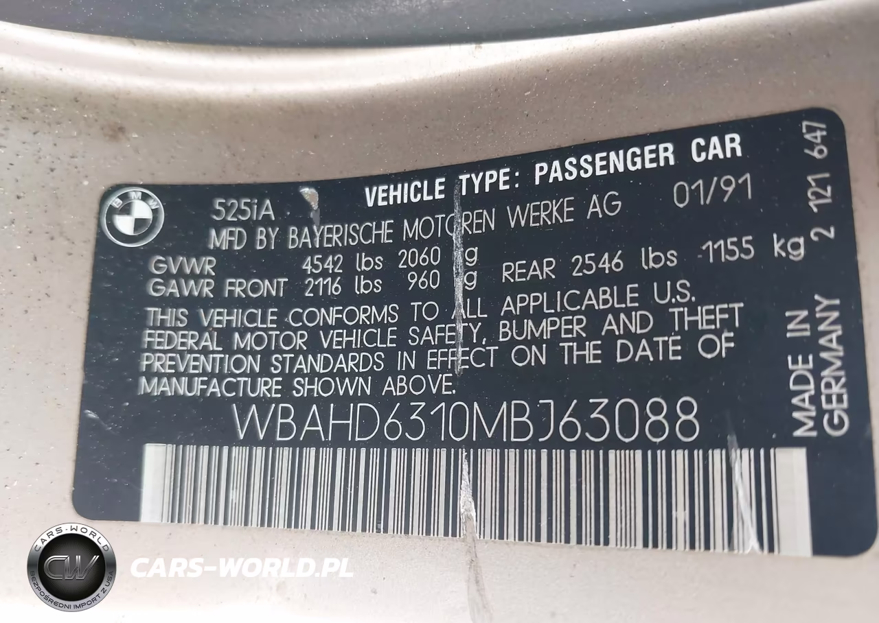 1991 BMW 525 I Automatic VIN:WBAHD6310MBJ63088 - 9