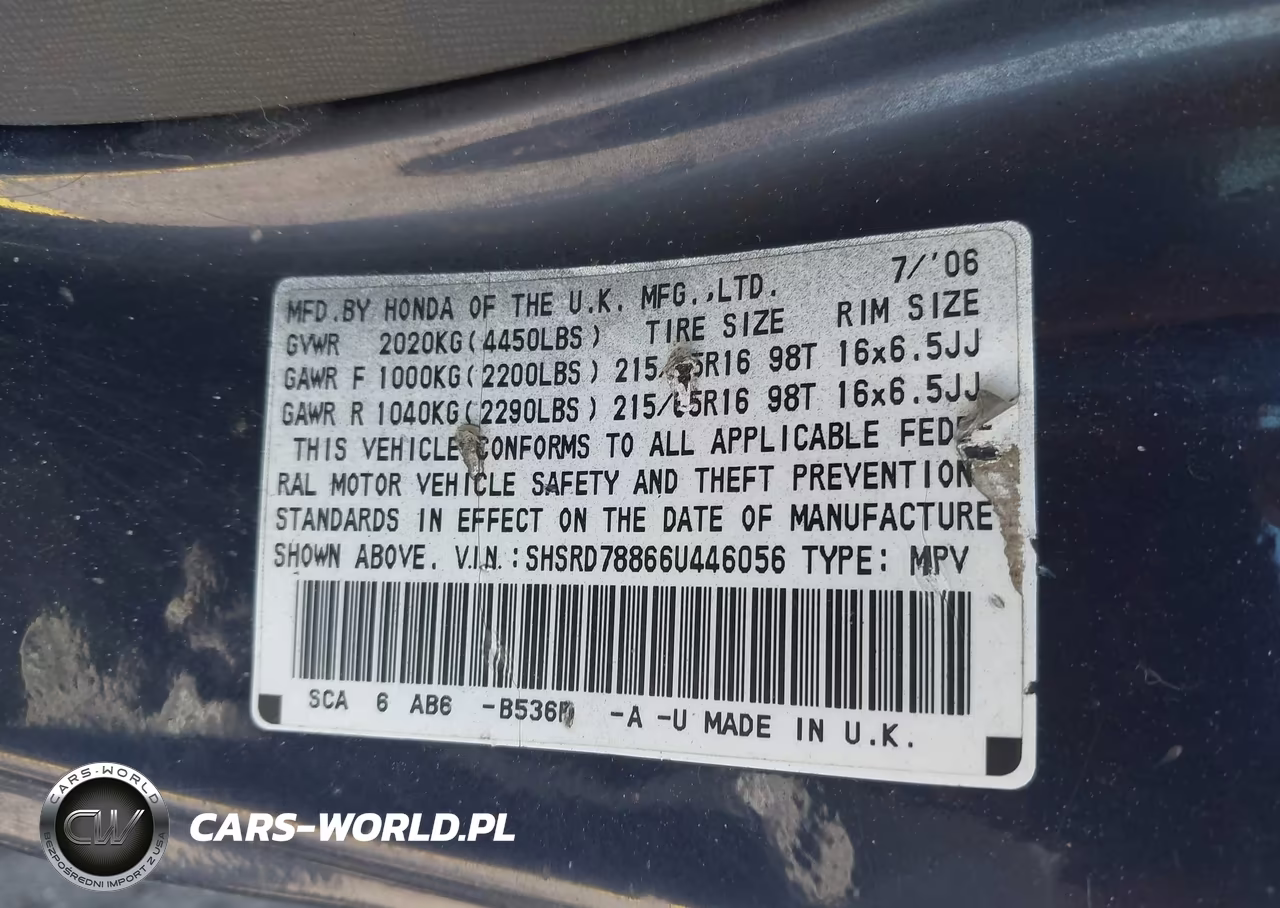 2006 Honda Cr-V Ex VIN:SHSRD78866U446056 - 9
