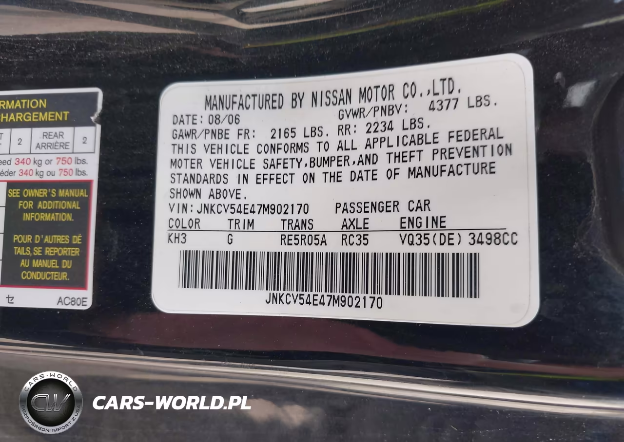 2007 Infiniti G35 VIN:JNKCV54E47M902170 - 9
