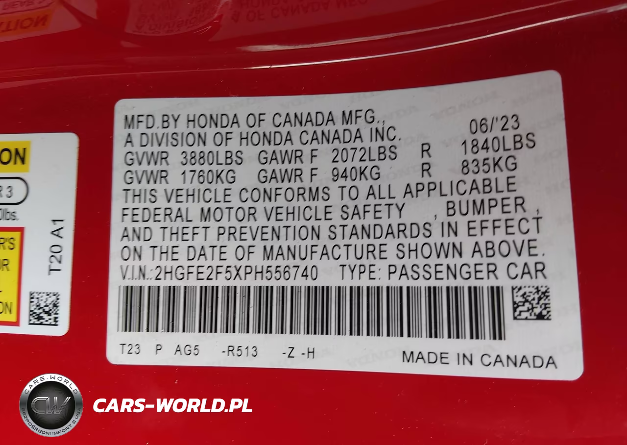 2023 Honda Civic Sport VIN:2HGFE2F5XPH556740 - 9