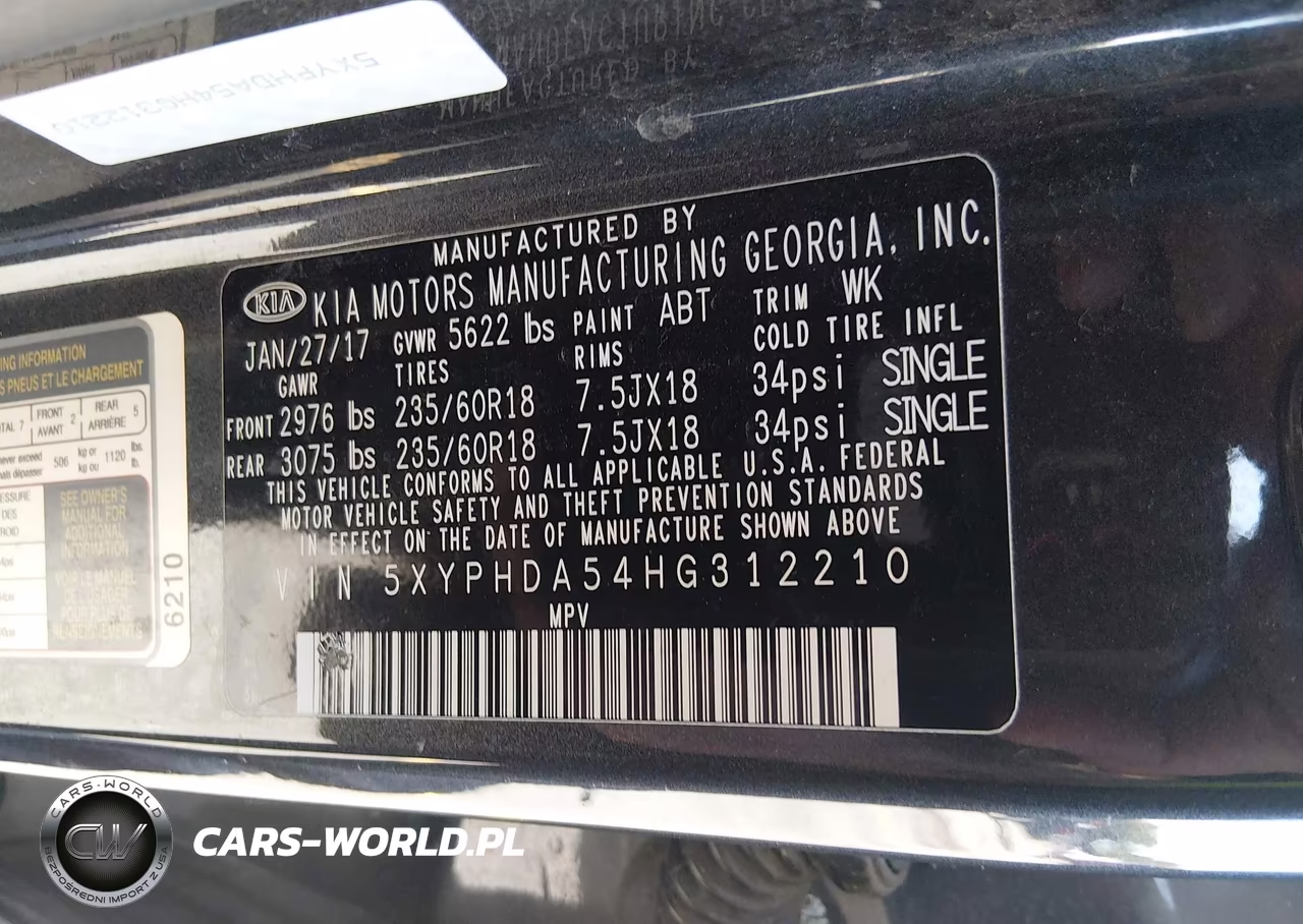 2017 Kia Sorento 3.3L Ex VIN:5XYPHDA54HG312210 - 9