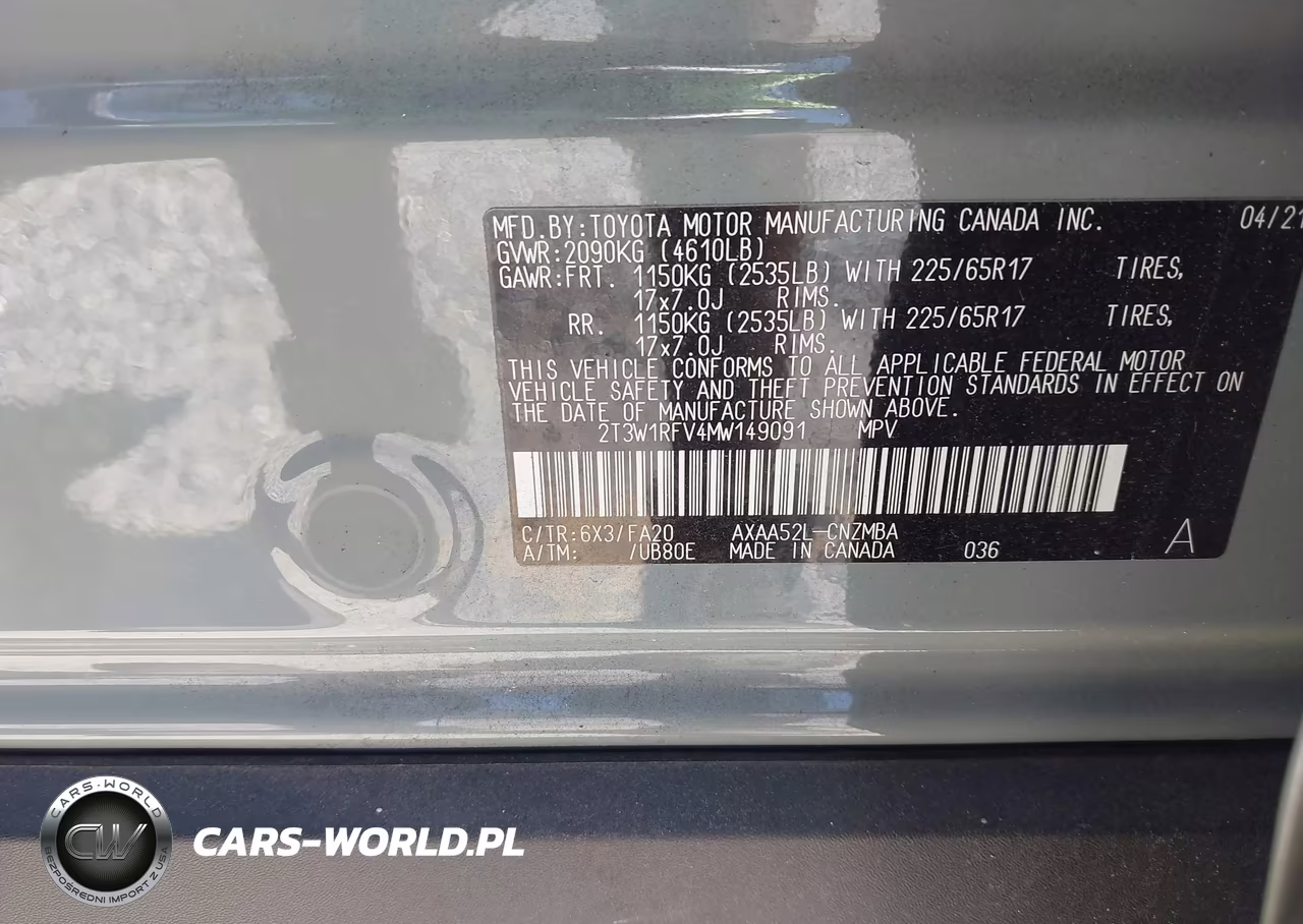 2021 Toyota Rav4 Xle VIN:2T3W1RFV4MW149091 - 9