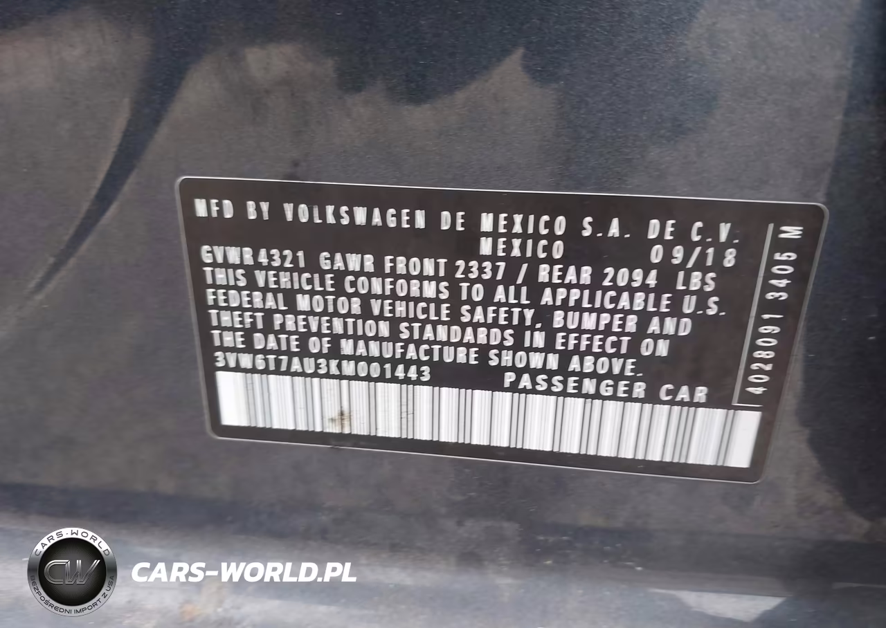 2019 Volkswagen Golf Gti 2.0T Autobahn-2.0T Rabbit Edition-2.0T S-2.0T Se VIN:3VW6T7AU3KM001443 - 9