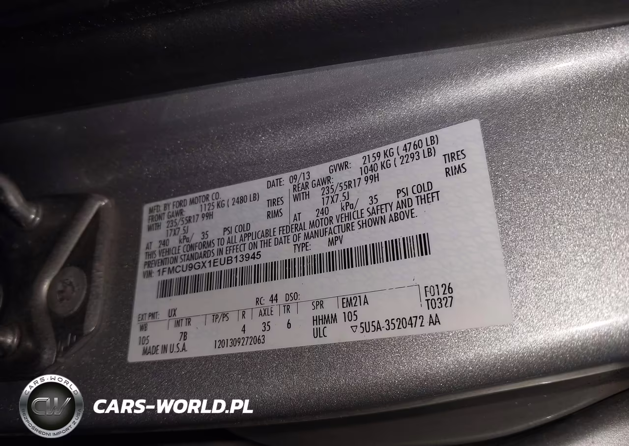 2014 Ford Escape Se VIN:1FMCU9GX1EUB13945 - 9