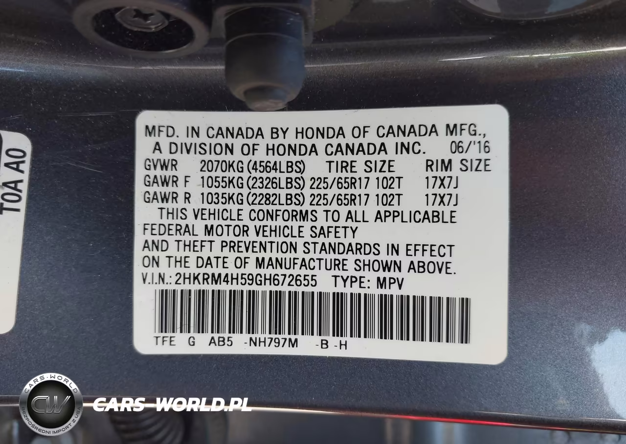 2016 Honda Cr-V Ex VIN:2HKRM4H59GH672655 - 9