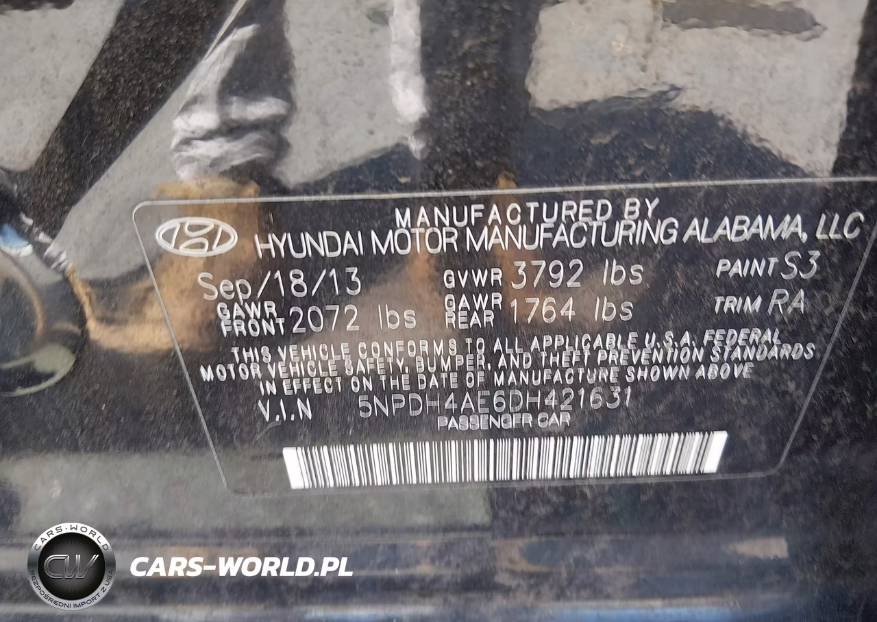 2013 Hyundai Elantra Gls VIN:5NPDH4AE6DH421631 - 9