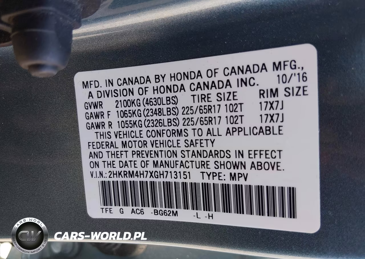 2016 Honda Cr-V Ex-L VIN:2HKRM4H7XGH713151 - 9