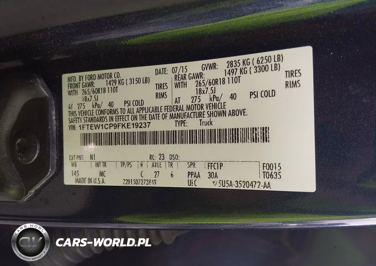 2015 Ford F-150 Xlt VIN:1FTEW1CP9FKE19237 - 9
