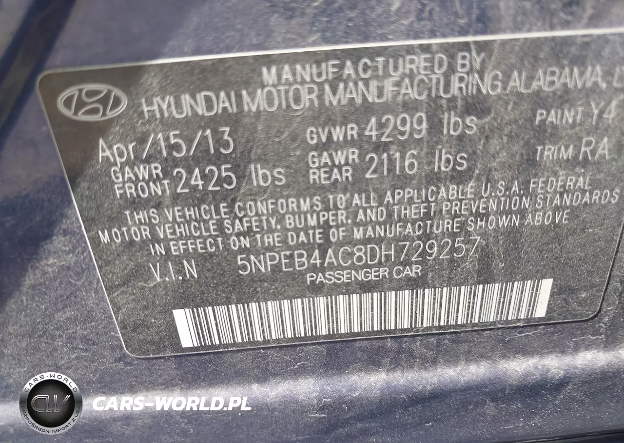 2013 Hyundai Sonata Gls VIN:5NPEB4AC8DH729257 - 9