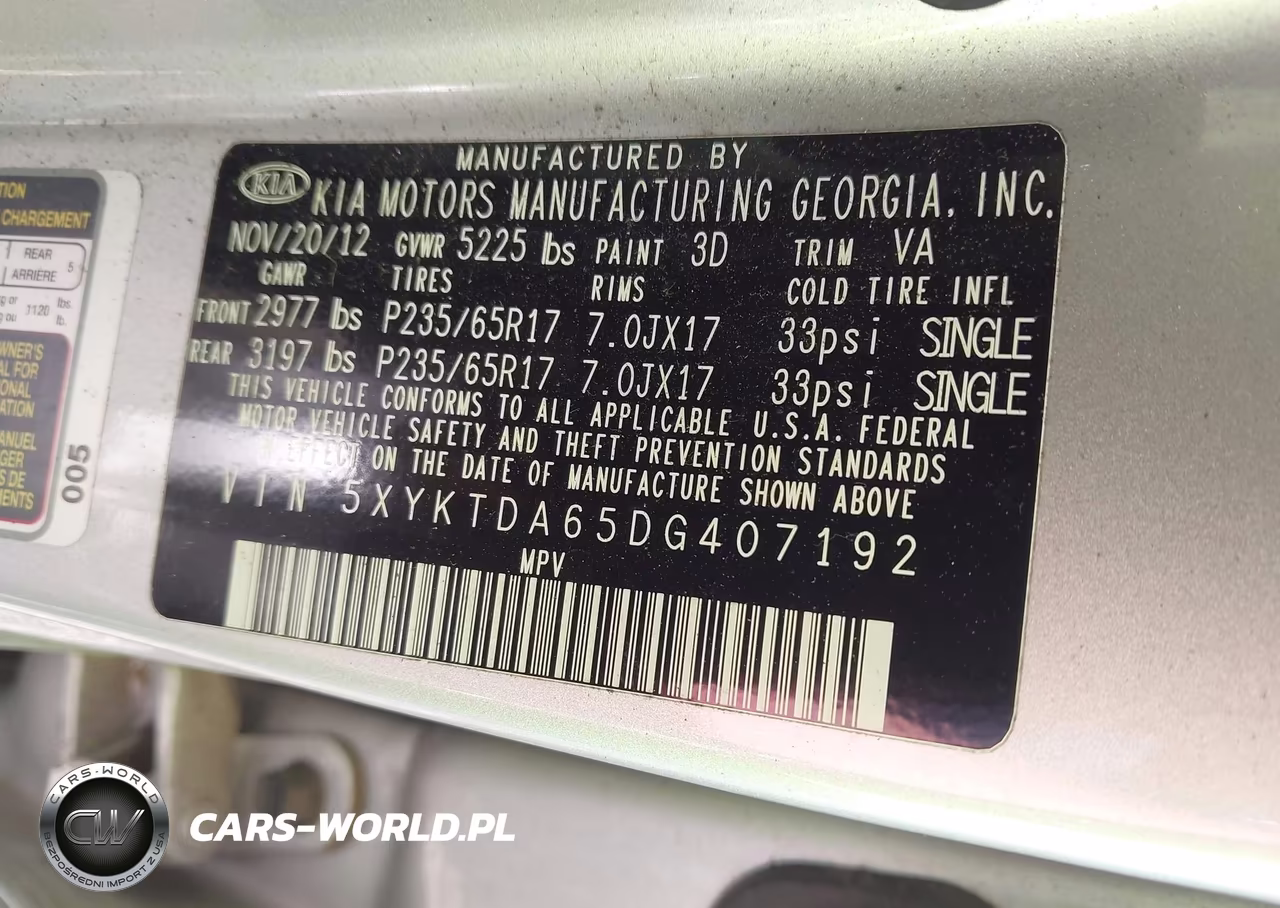 2013 Kia Sorento Lx VIN:5XYKTDA65DG407192 - 9