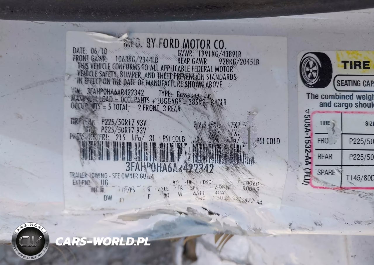 2010 Ford Fusion Se VIN:3FAHP0HA6AR422342 - 9