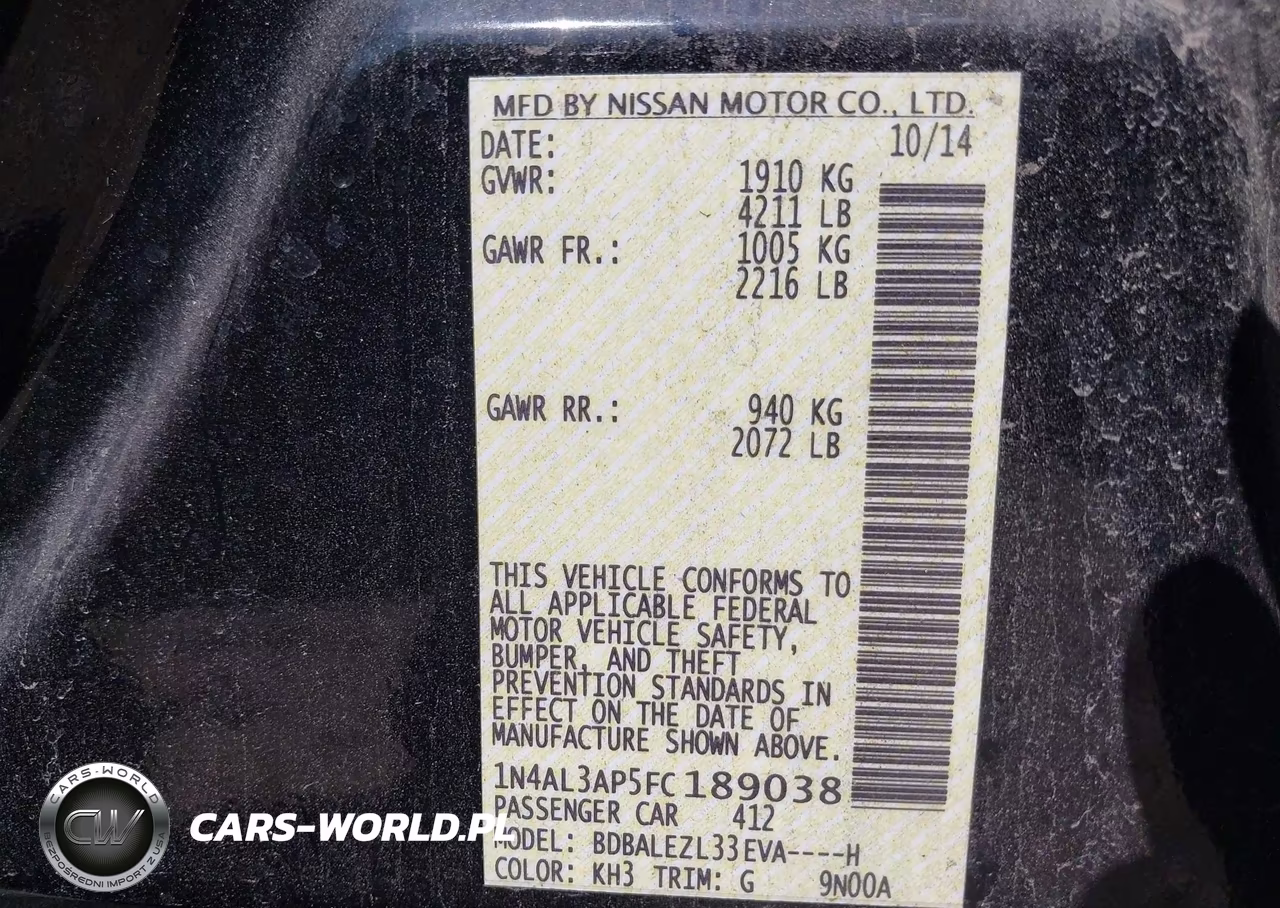 2015 Nissan Altima 2.5 VIN:1N4AL3AP5FC189038 - 9
