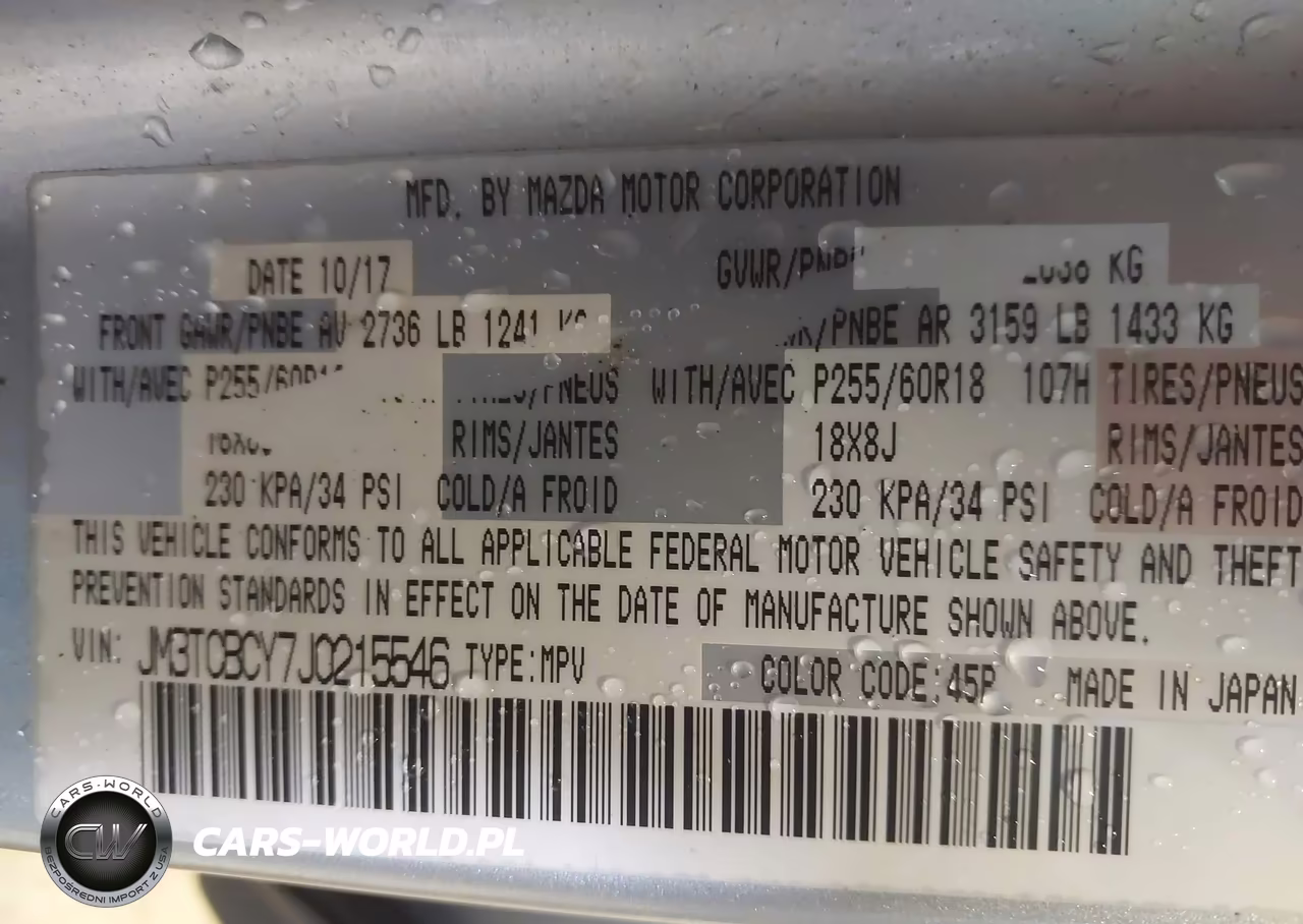 2018 Mazda Cx-9 Touring VIN:JM3TCBCY7J0215546 - 9