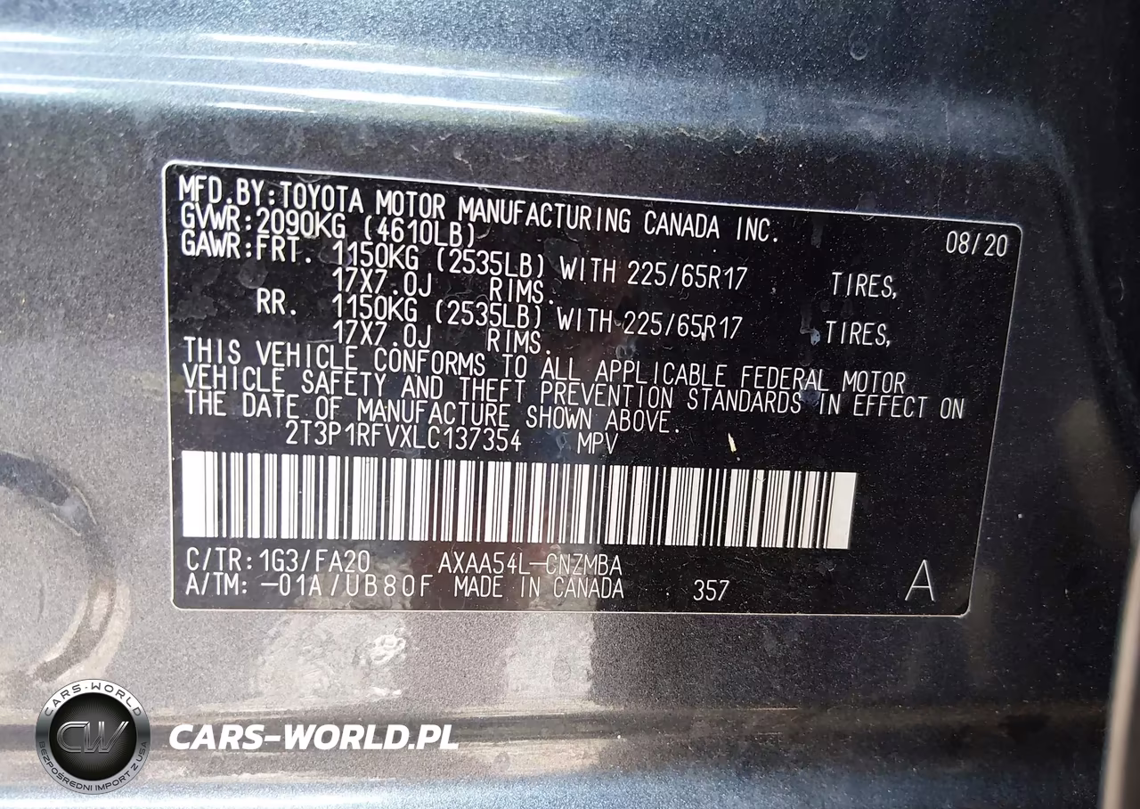 2020 Toyota Rav4 Xle VIN:2T3P1RFVXLC137354 - 9
