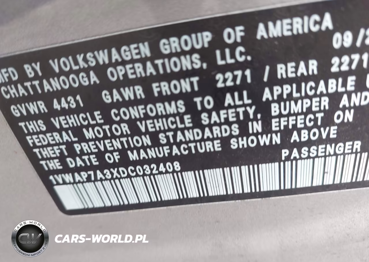 2013 Volkswagen Passat 2.5L S VIN:1VWAP7A3XDC032408 - 9
