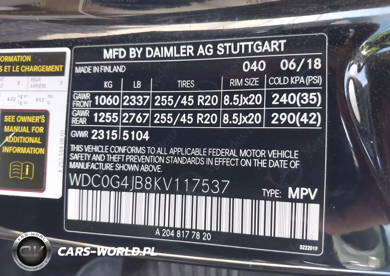 2019 Mercedes-Benz Glc 300 VIN:WDC0G4JB8KV117537 - 9