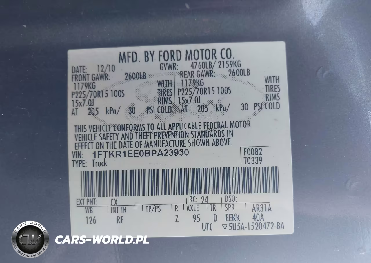 2011 Ford Ranger Xlt VIN:1FTKR1EE0BPA23930 - 9