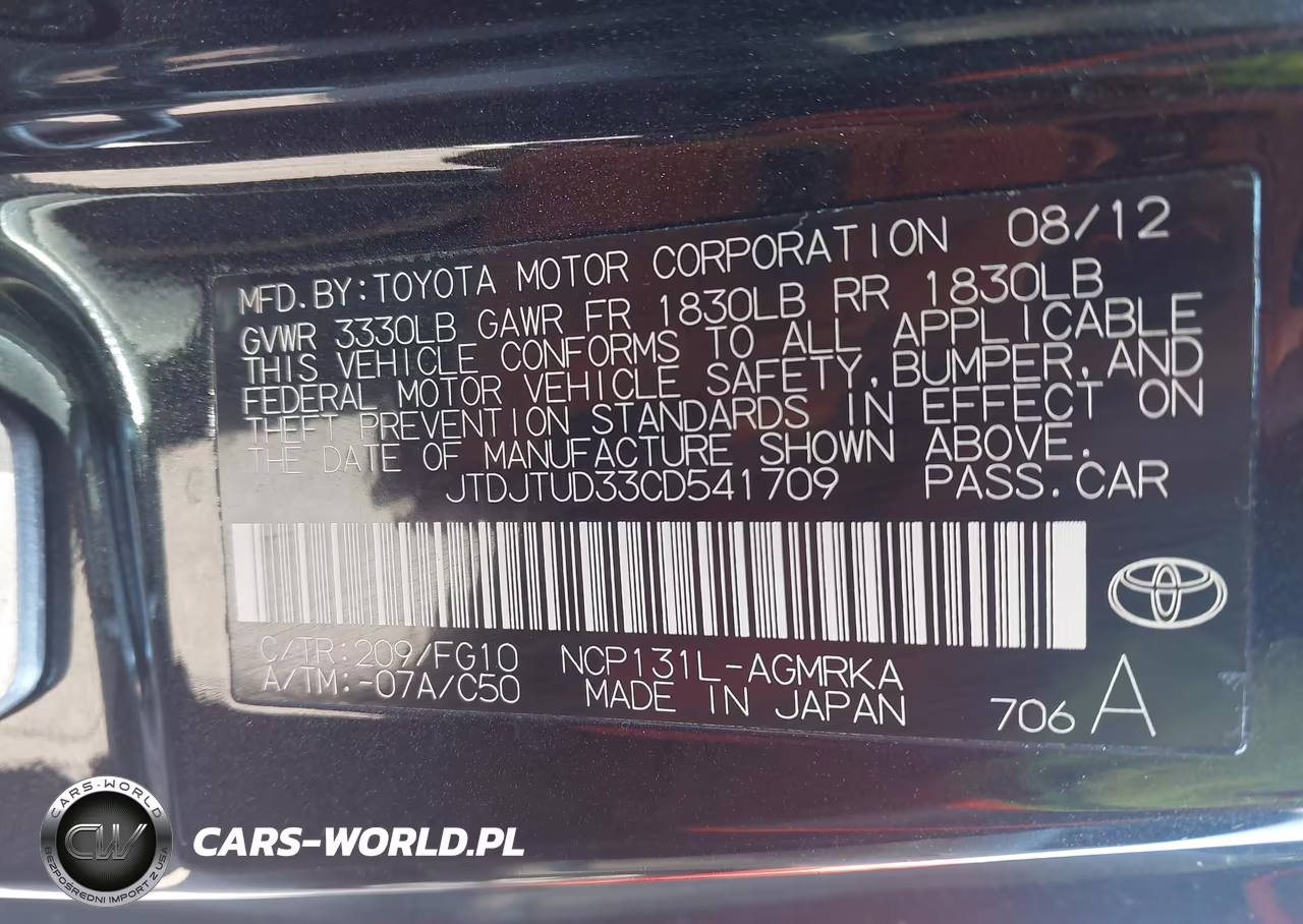 2012 Toyota Yaris L VIN:JTDJTUD33CD541709 - 9