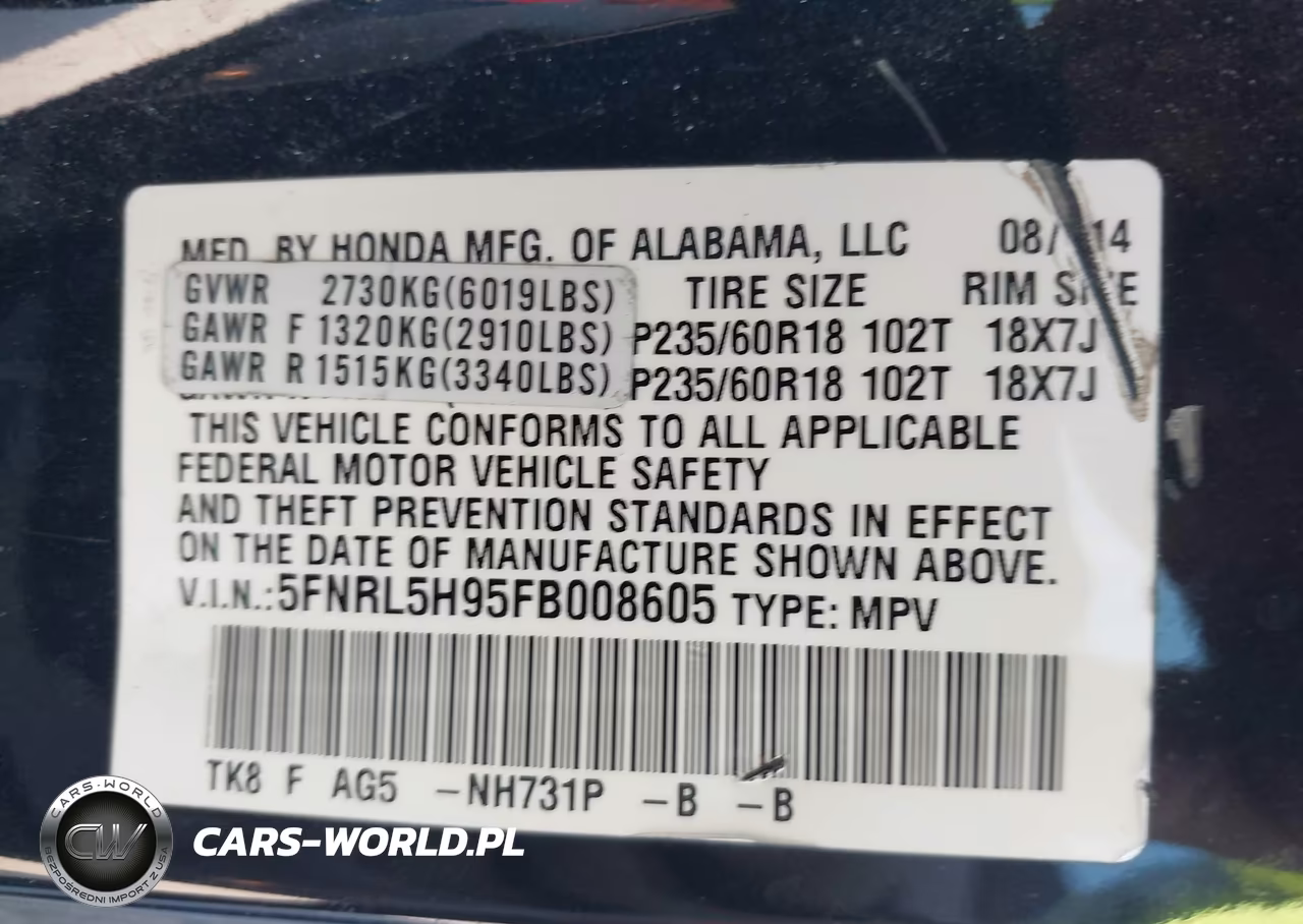 2015 Honda Odyssey Touring-Touring Elite VIN:5FNRL5H95FB008605 - 9