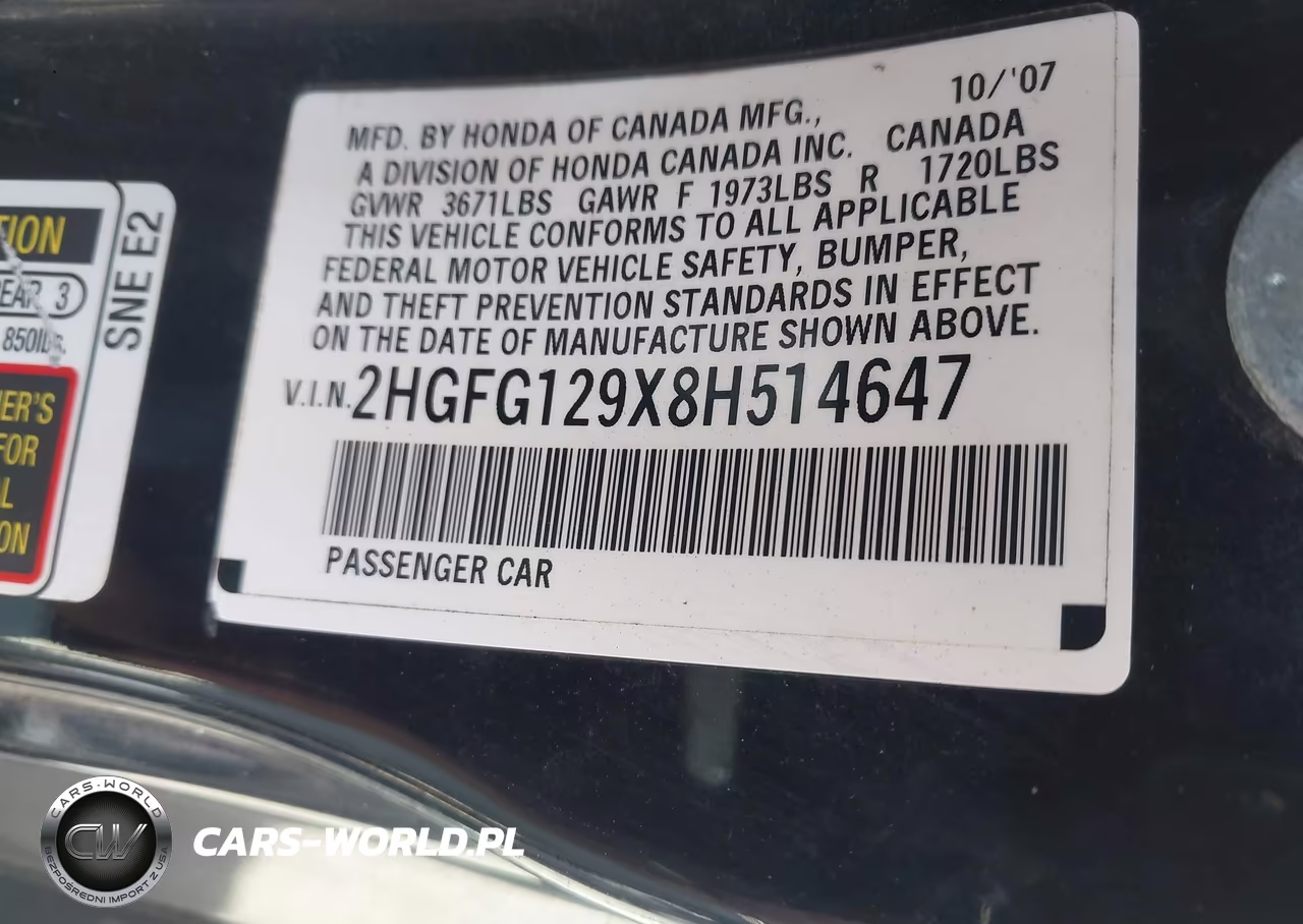 2008 Honda Civic Ex-L VIN:2HGFG129X8H514647 - 9