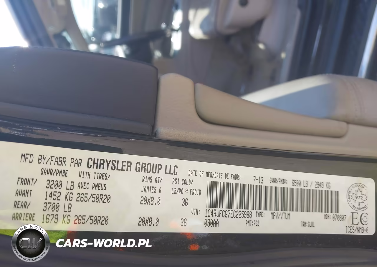 2014 Jeep Grand Cherokee Overland VIN:1C4RJFCG7EC225988 - 9
