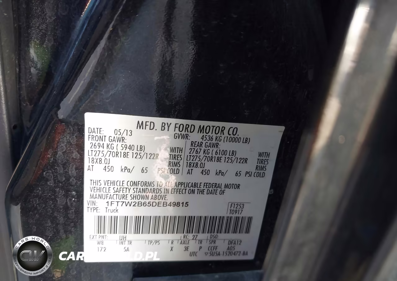 2013 Ford F-250 Lariat VIN:1FT7W2B65DEB49815 - 9