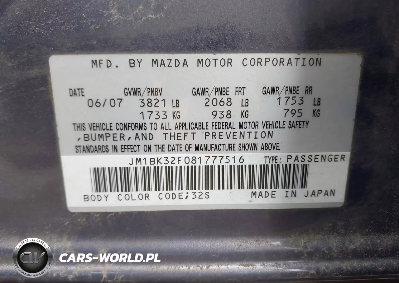 2008 Mazda Mazda3 I VIN:JM1BK32F081777516 - 9