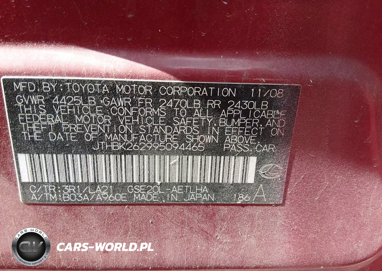 2009 Lexus Is 250 VIN:JTHBK262995094465 - 9