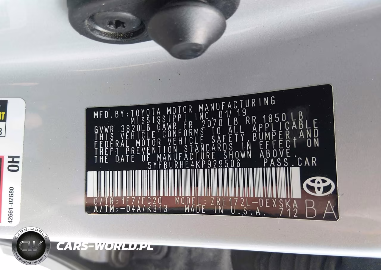 2019 Toyota Corolla Se VIN:5YFBURHE4KP929506 - 9