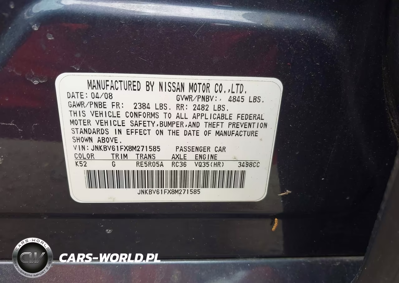 2008 Infiniti G35X VIN:JNKBV61FX8M271585 - 9