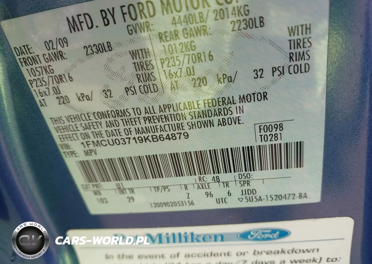 2009 Ford Escape Xlt VIN:1FMCU03719KB64879 - 9